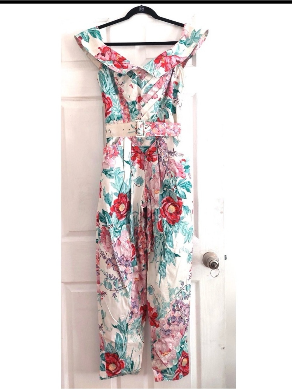 Vintage 1980s Floral Corset Style Romper Size M Basque Wasp Waist